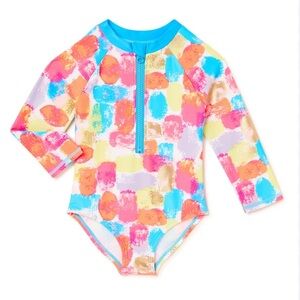 SHELLOHA Baby and Toddler Girls UPF50+, 1PC Long Sleeve Swim Suit, Size 3T